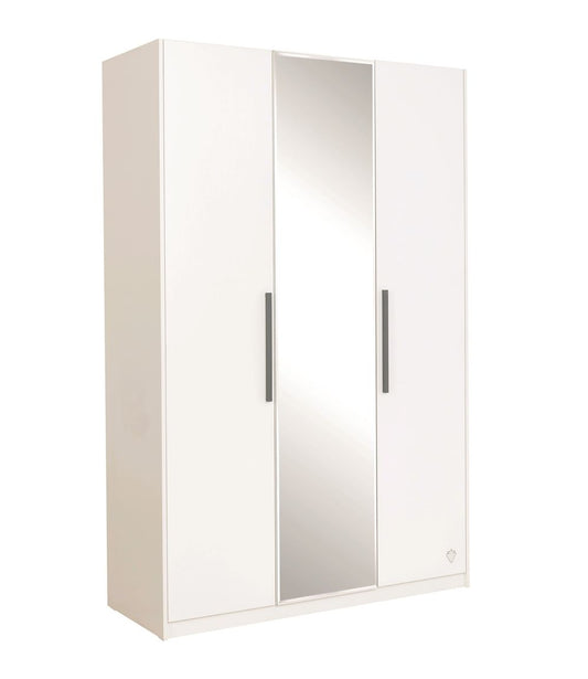 Cilek WHITE 3 Türen Kleiderschrank mit Spiegel Weiß