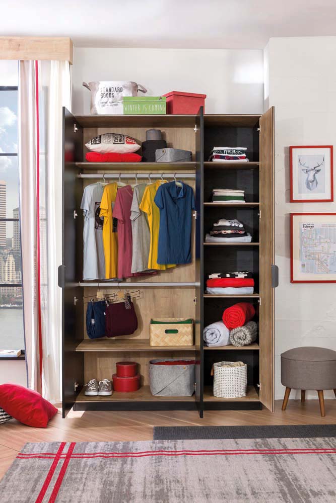 Cilek BLACK 3 Türen Kleiderschrank Schwarz / Beige