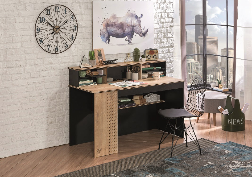 BLACK Breiter Schreibtisch Schwarz / Beige