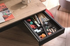 BLACK Breiter Schreibtisch Schwarz / Beige