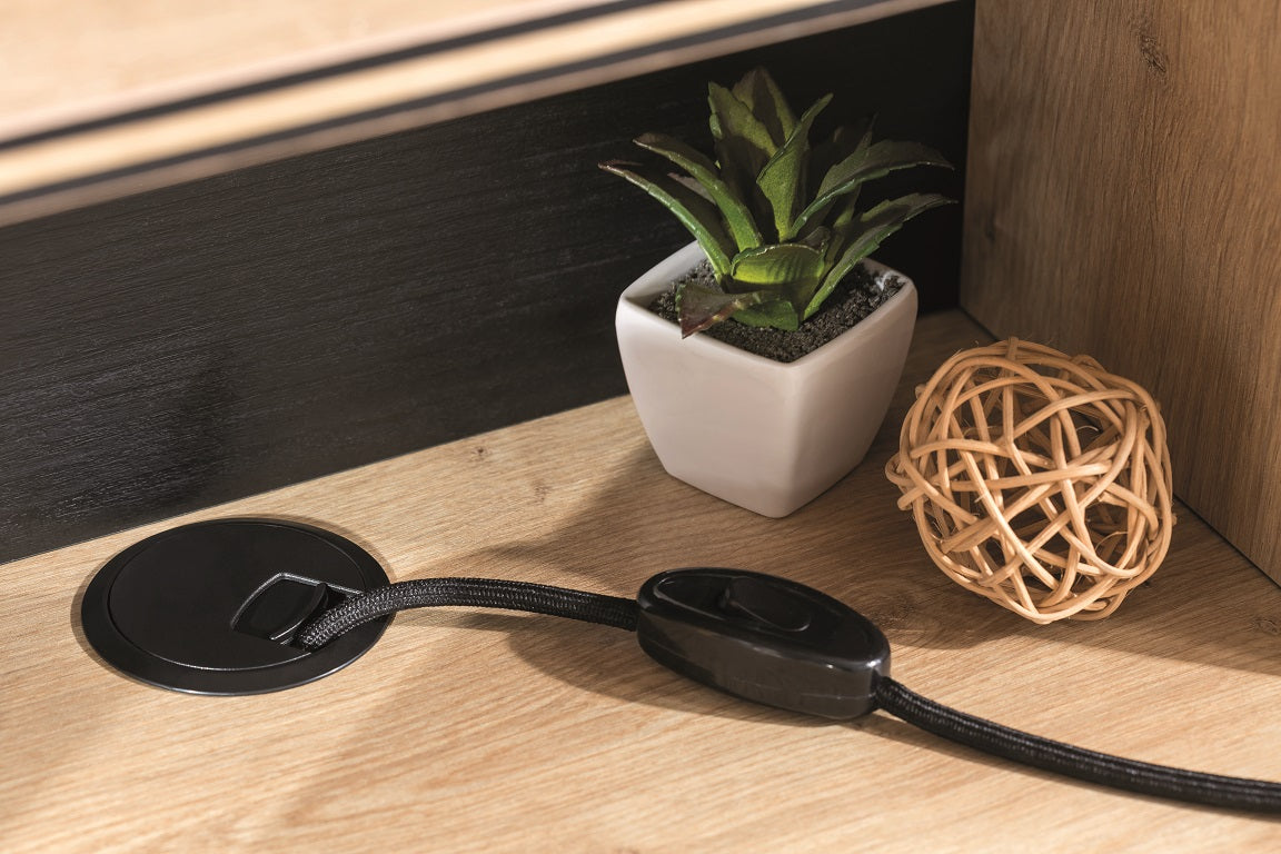 BLACK Breiter Schreibtisch Schwarz / Beige