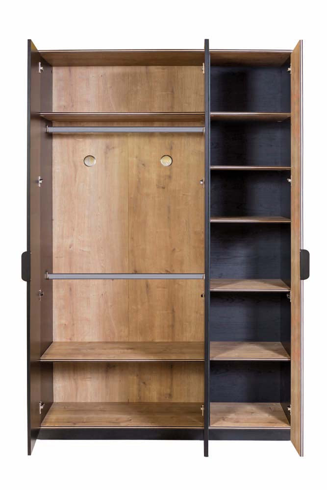 Cilek BLACK 3 Türen Kleiderschrank Schwarz / Beige - Voelpe