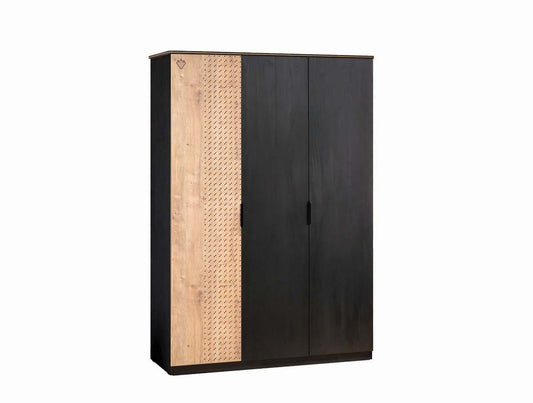 Cilek BLACK Line Kleiderschrank 3-trg. Schwarz / Beige - Voelpe