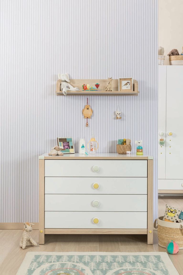 Cilek Montessori Babyzimmer Komplettset 1 Weiß / Grün / Natur - Voelpe