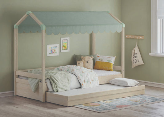 Montessori Hausbett 90x200 cm Braun / versch. Farben