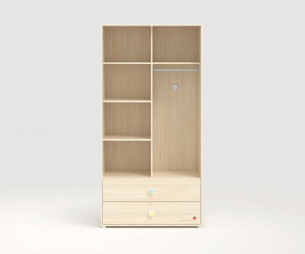 Montessori 2-türiger Kleiderschrank Drehtürenschrank Braun / Grün - Voelpe