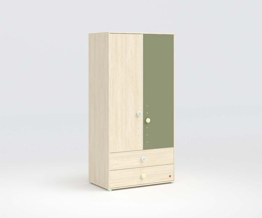 Montessori 2-türiger Kleiderschrank Drehtürenschrank Braun / Grün