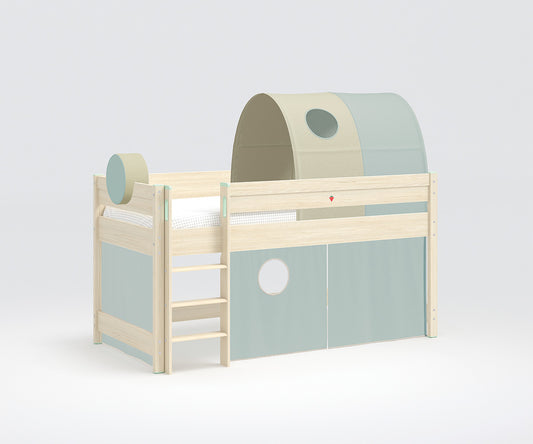 Montessori Halbhochbett 90x200 cm Braun / versch. Farben