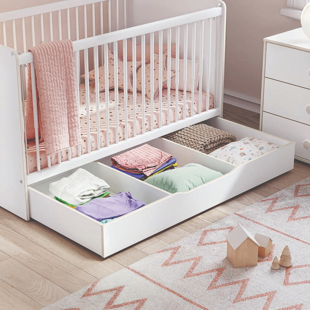 Montessori Bettschublade Weiß
