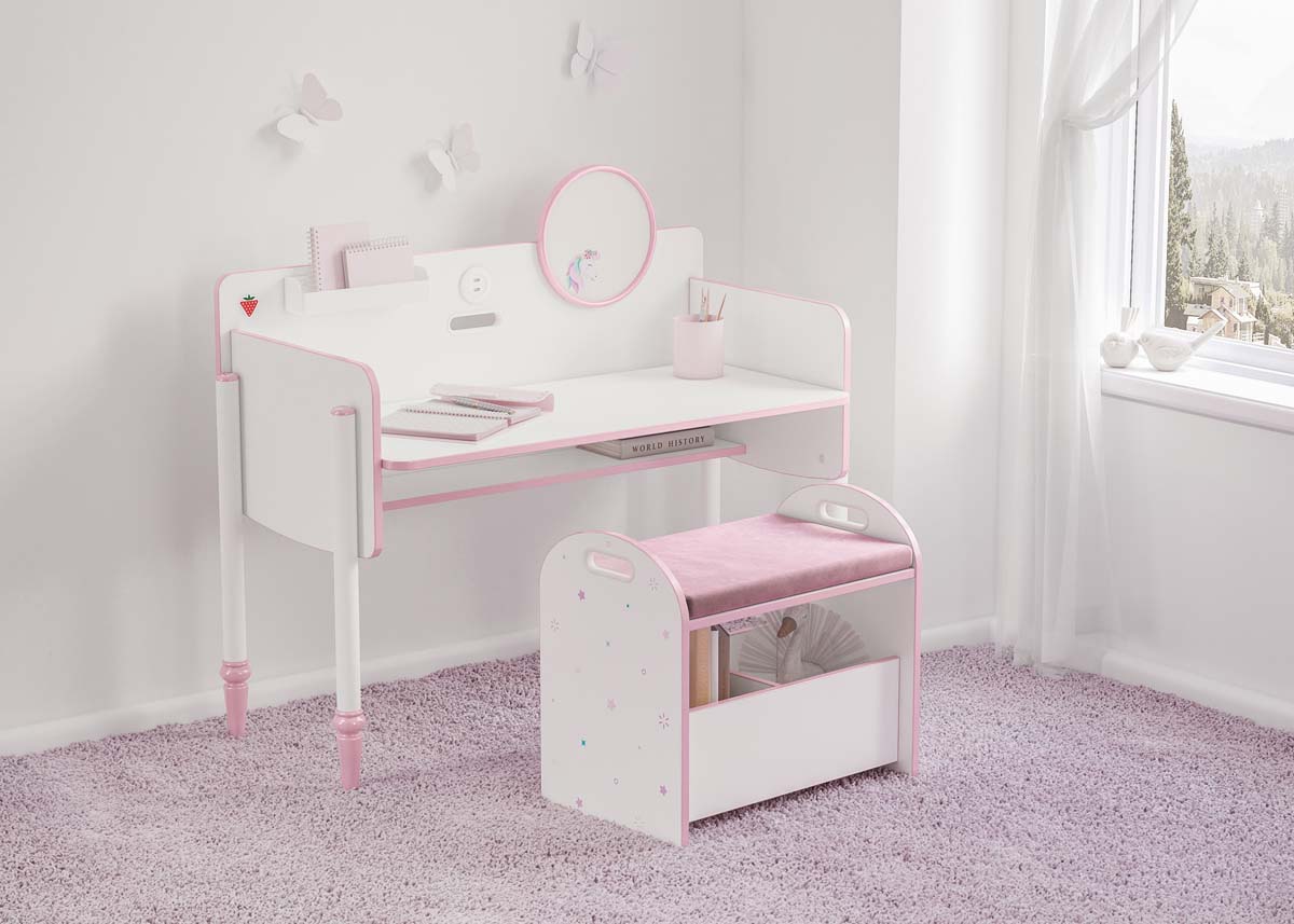 Princess Hocker/Spielbox Weiß / Rosa - Voelpe