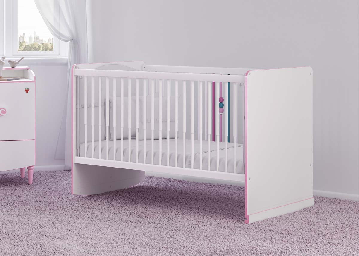 Princess Babybett 70x140 cm Weiß / Rosa - Voelpe