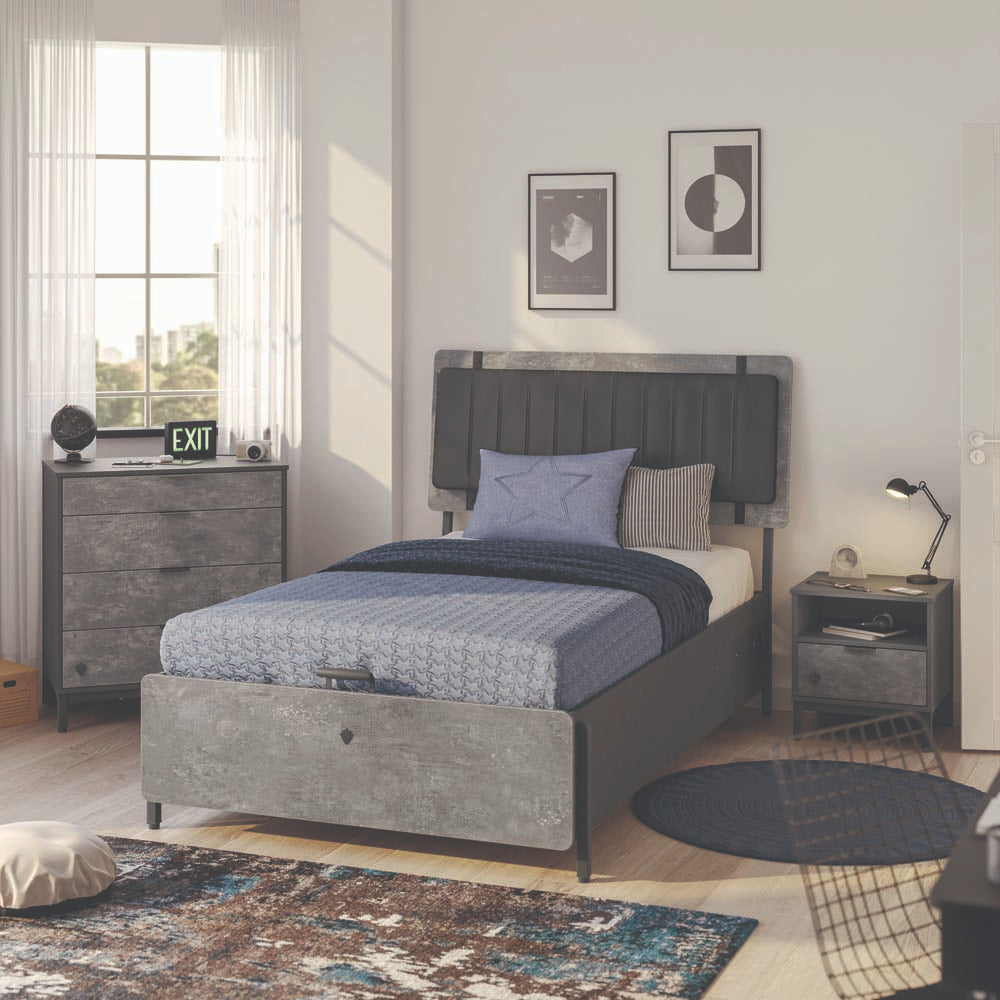 Space Gray Nachttisch mit 1 Schublade Grau