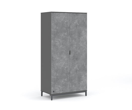 Space Gray 2-türiger Kleiderschrank Grau