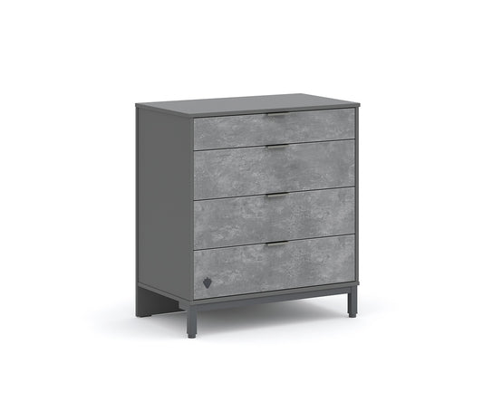 Space Gray Kommode mit 4 Schubladen Grau
