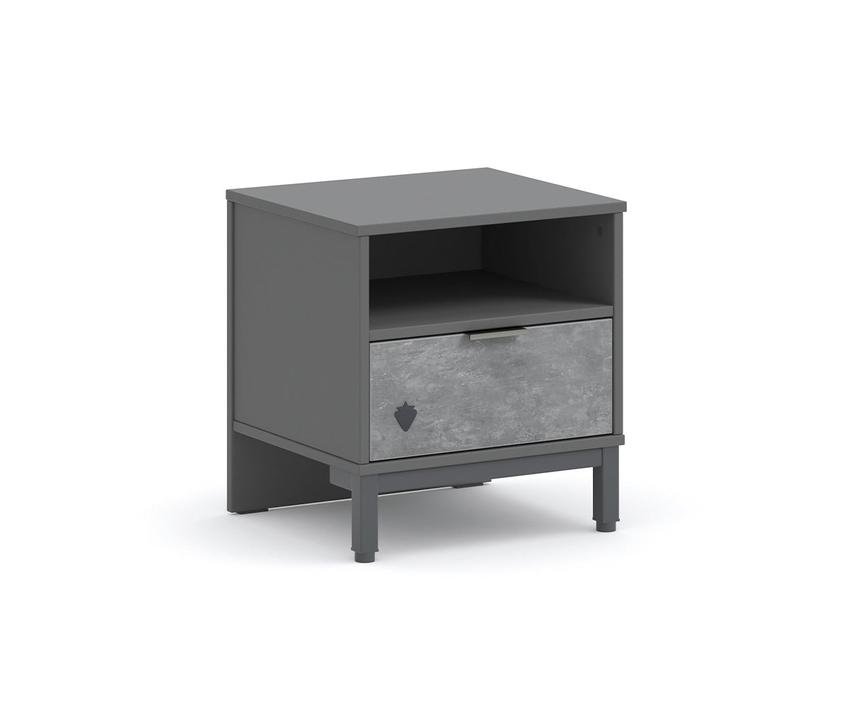 Space Gray Nachttisch mit 1 Schublade Grau