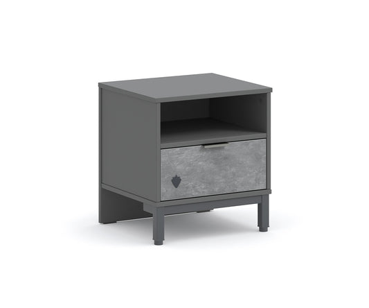 Space Gray Nachttisch mit 1 Schublade Grau