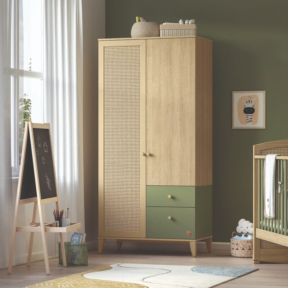 Loof Baby 2-türiger Kleiderschrank Braun / Grün - Voelpe