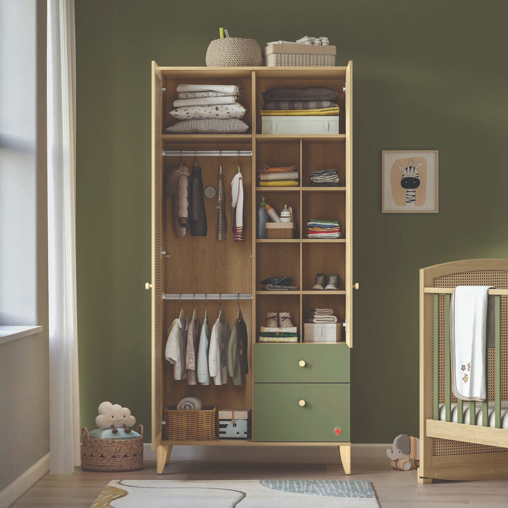 Loof Baby 2-türiger Kleiderschrank Braun / Grün