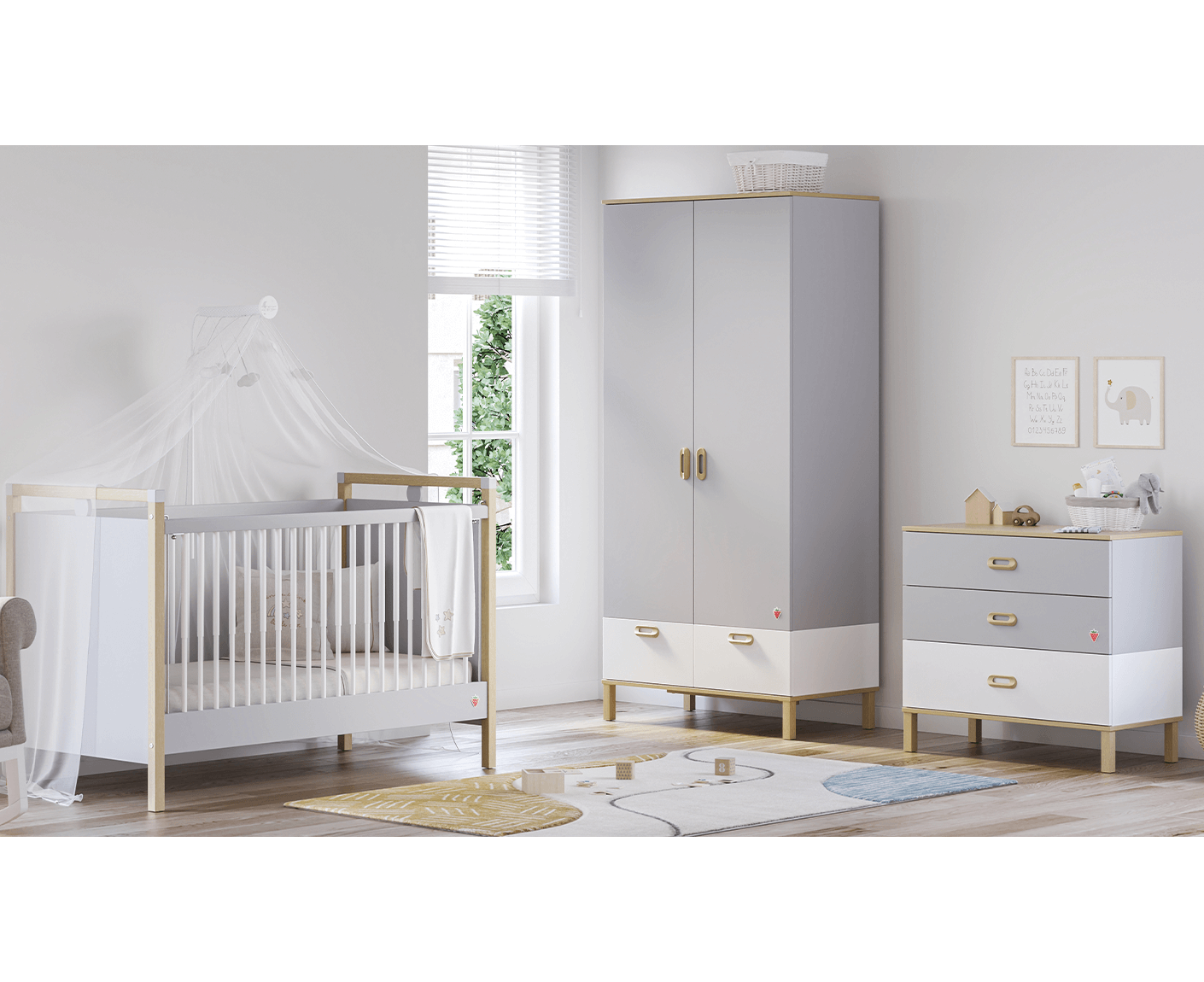 Cilek Mino Baby Kommode Grau / Weiß