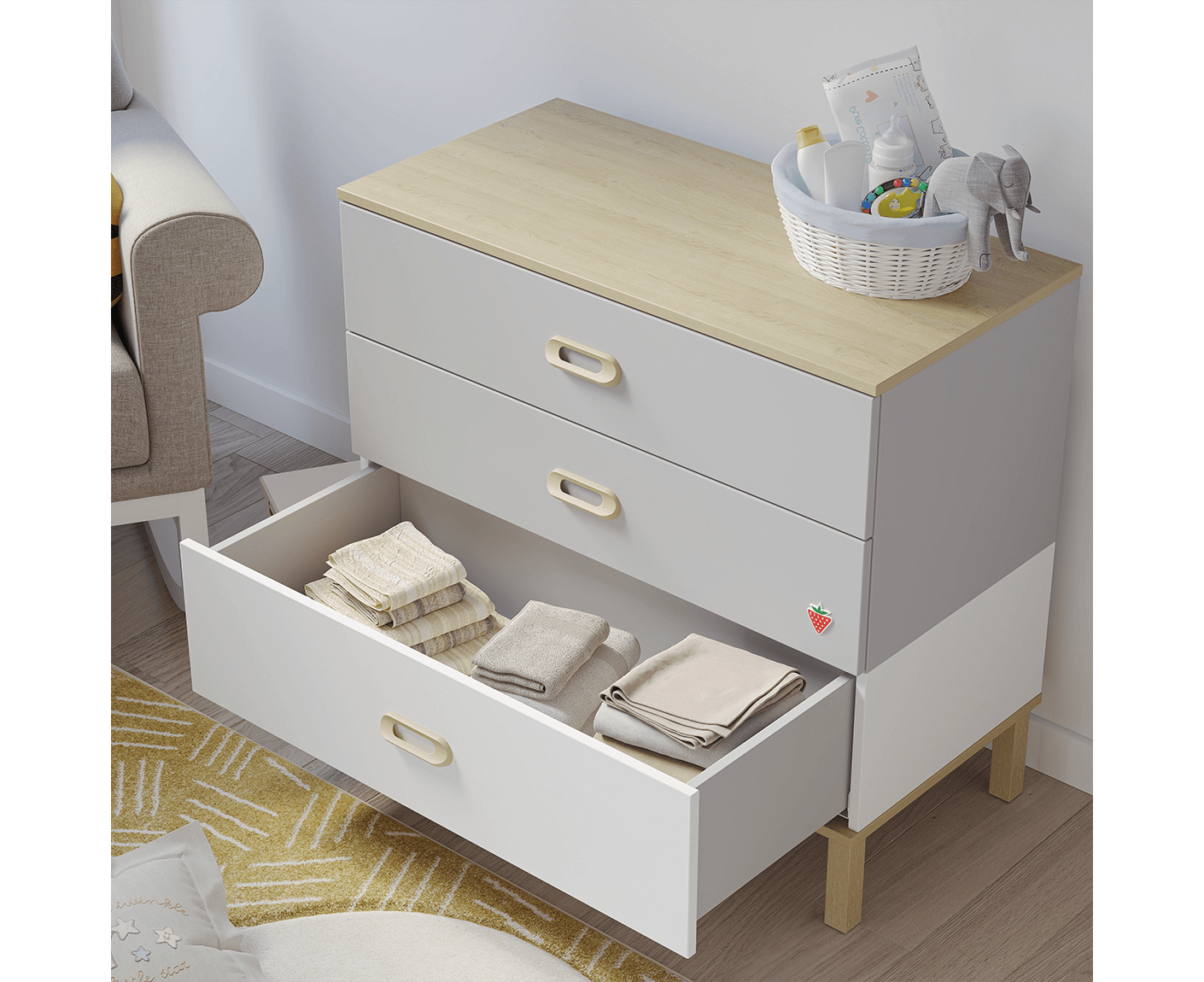 Cilek Mino Baby Kinderzimmer / Babyzimmer 3 tlg. Grau / Weiß