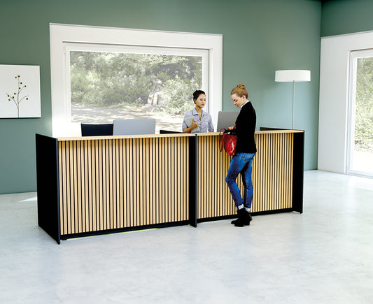 Marino up & down Empfangstheke 328 x 98 cm, elektrisch höhenverstellbar