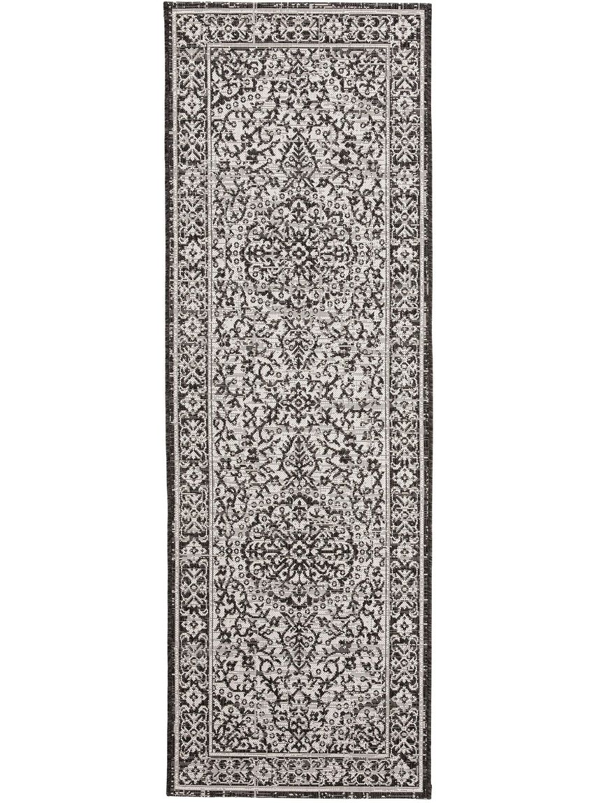 In- & Outdoor Teppich Läufer Cleo 80x240 cm Weiß / Schwarz