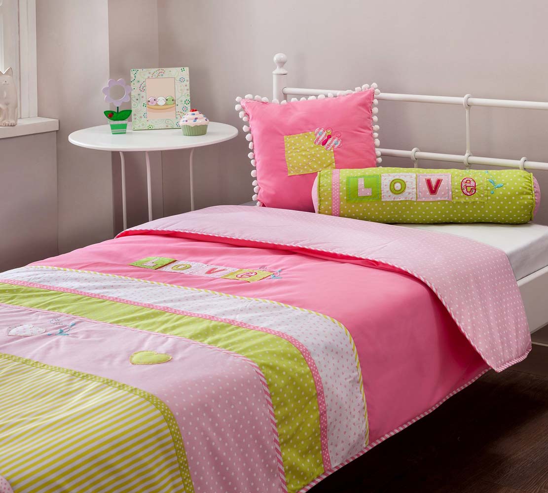 Cilek LOVE Tagesdeckenset 90-100cm Pink / Gelb - Voelpe