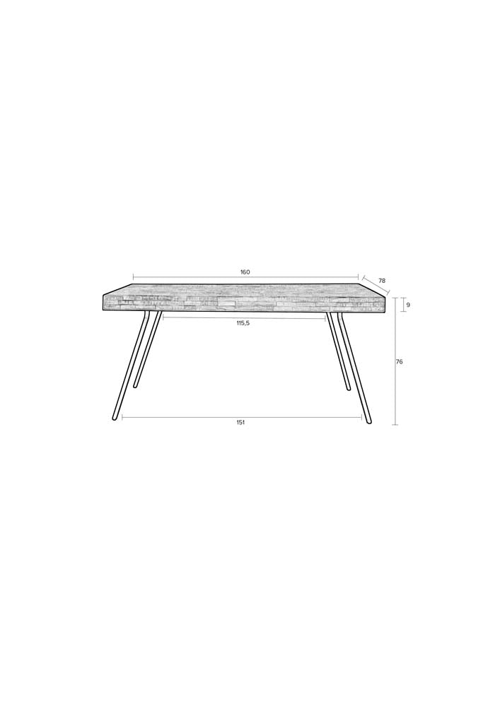 Suri Tisch 160 x 78 cm (BxT) Braun