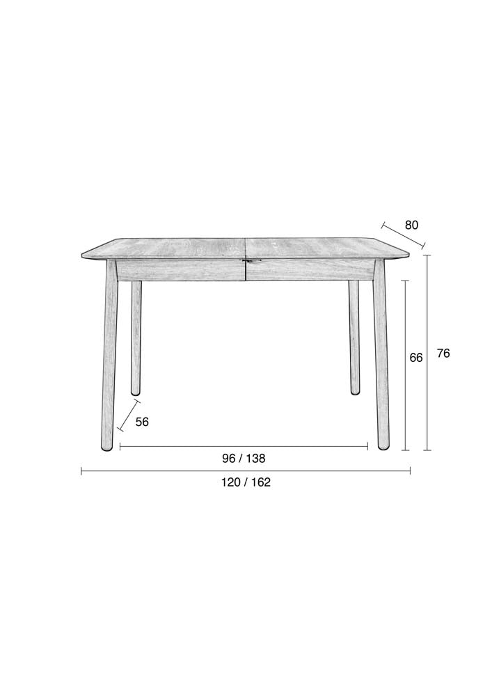 Glimps Esstisch ausziehbar 120/160 x 80 cm Esche Schwarz - Voelpe