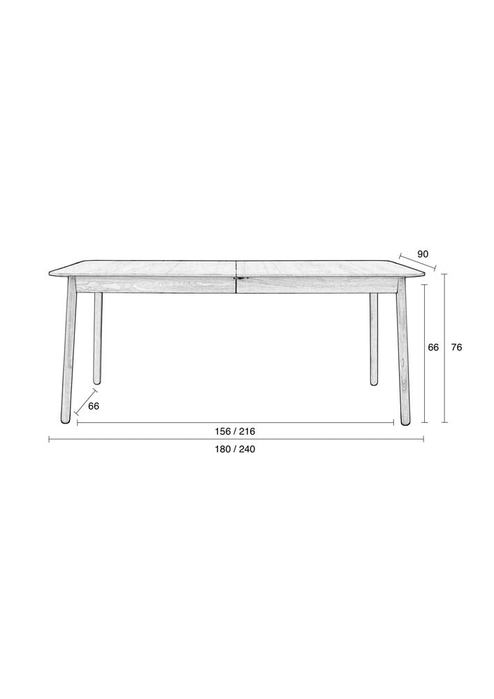 Glimps Esstisch ausziehbar 180/240 x 90 cm Esche Natur - Voelpe