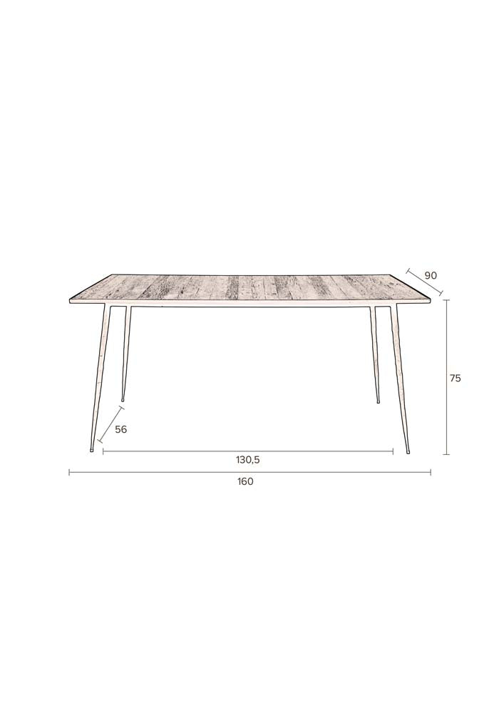 Pepper Tisch 160 x 90 cm (BxT) Eiche Hellbraun - Voelpe