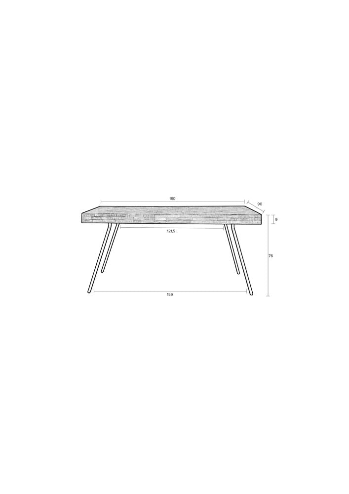 Suri Tisch 180 x 90 cm (BxT) Braun - Voelpe