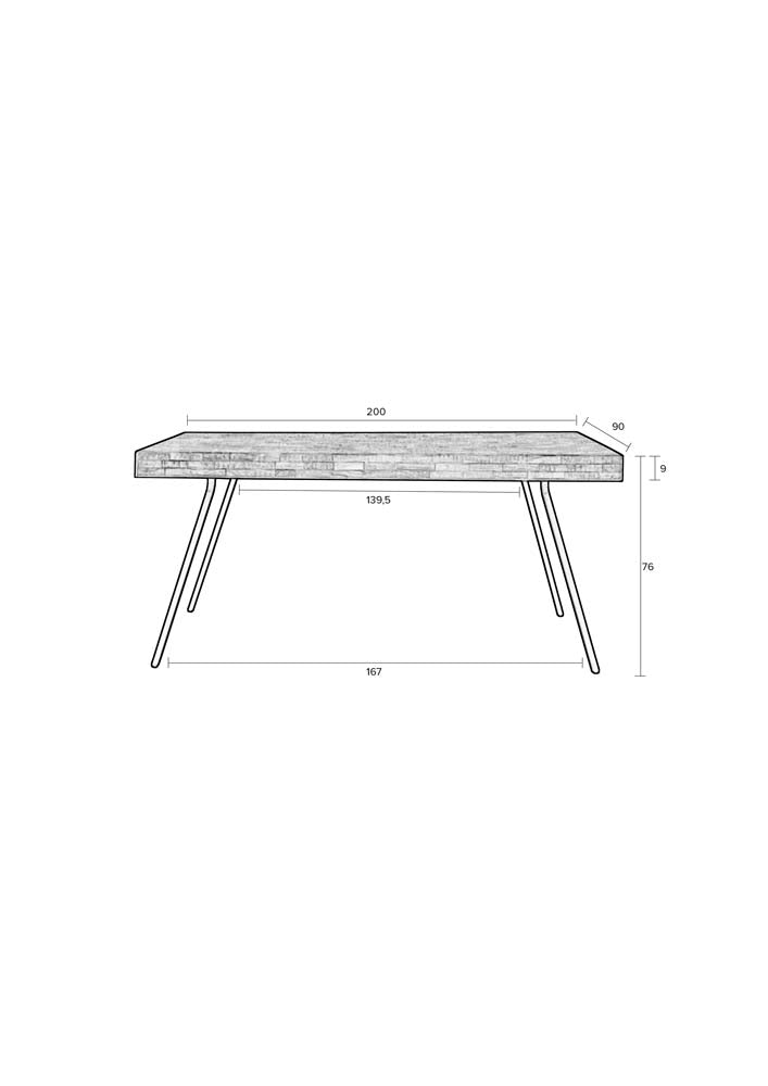 Suri Tisch 200 x 90 cm (BxT) Braun - Voelpe