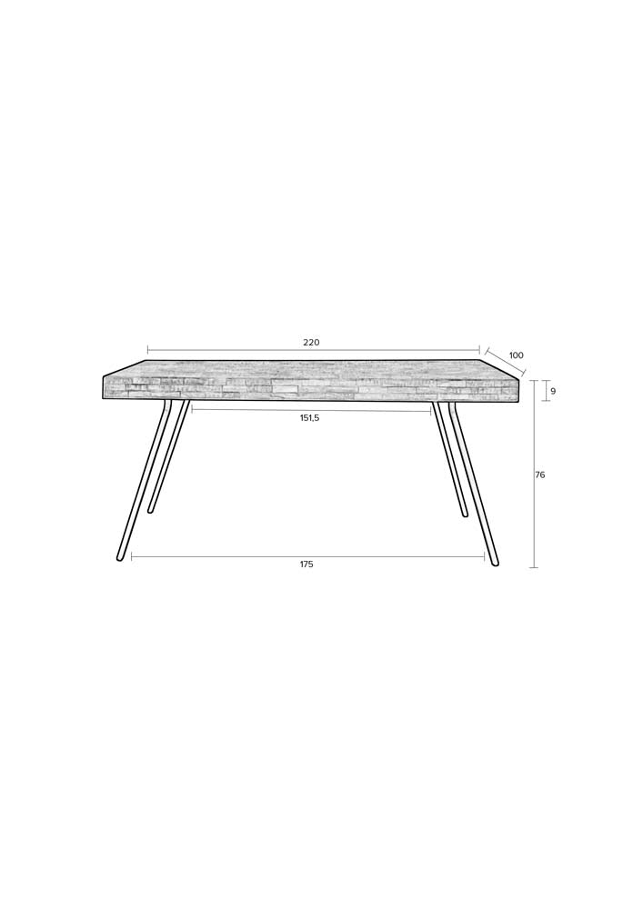 Suri Tisch 220 x 100 cm (BxT) Braun - Voelpe