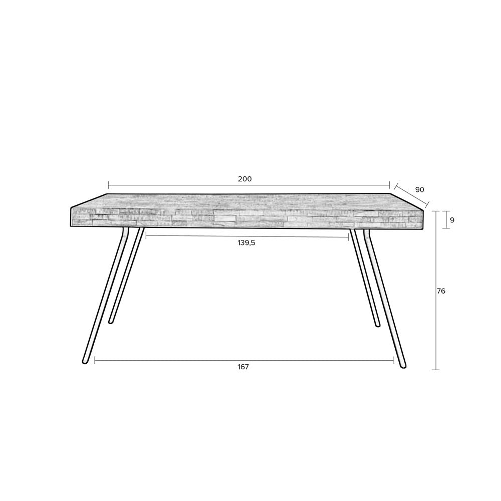 Suri Esstisch 200x90cm Schwarz - Voelpe