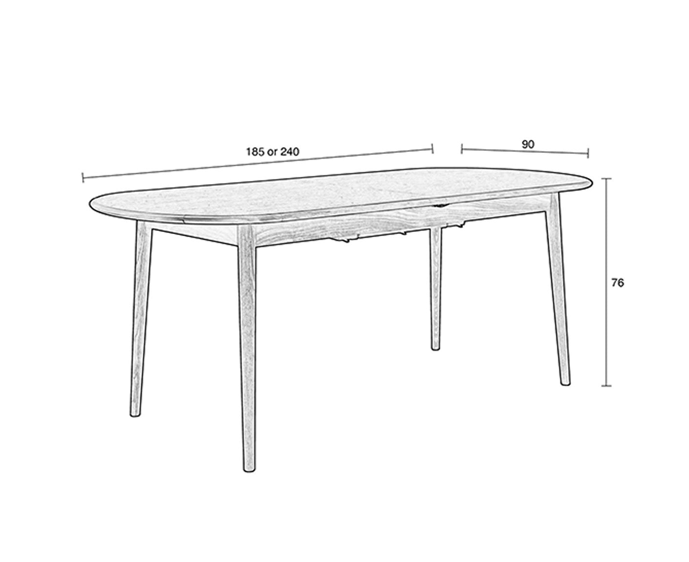 Twist Esstisch Massivholz Eiche Oval 180-240 x 90 cm Ausziehbar