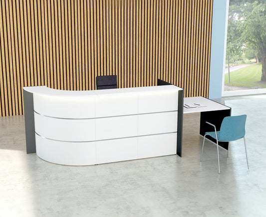 Bari up & down Empfangstheke 319 x 95 cm gebogen