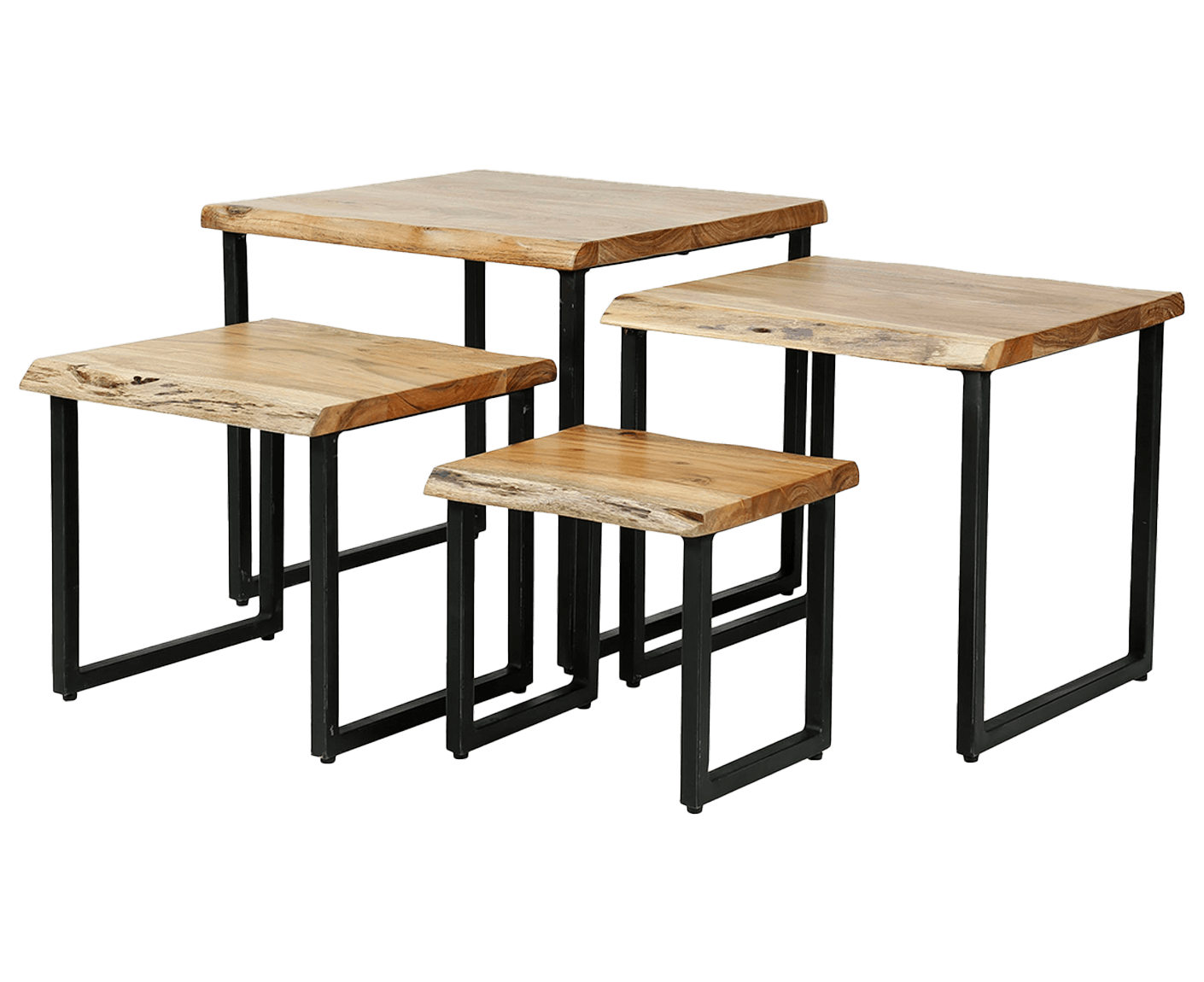 Edge Couchtisch 4er Set Akazie Massivholz Natur