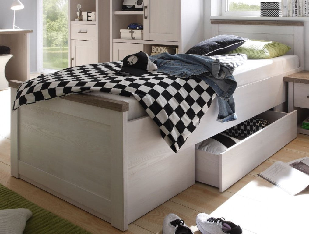 Luca Kojenbett 90x200cm Kinderbett Einzelbett Jugendbett Bett Pinie Weiß