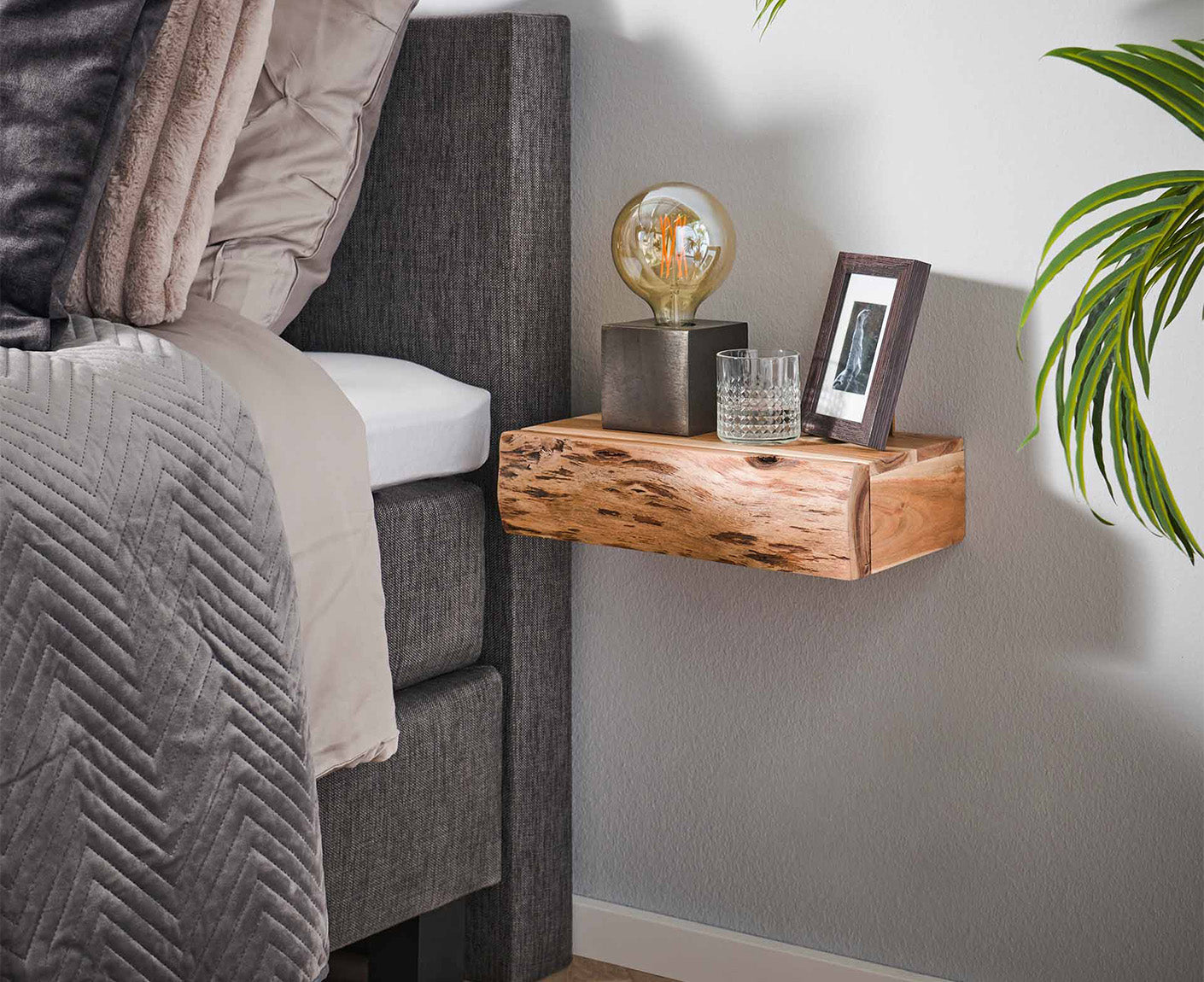 Tree Nachttisch 2er Set Akazie Massivholz Natur, Größe wählbar
