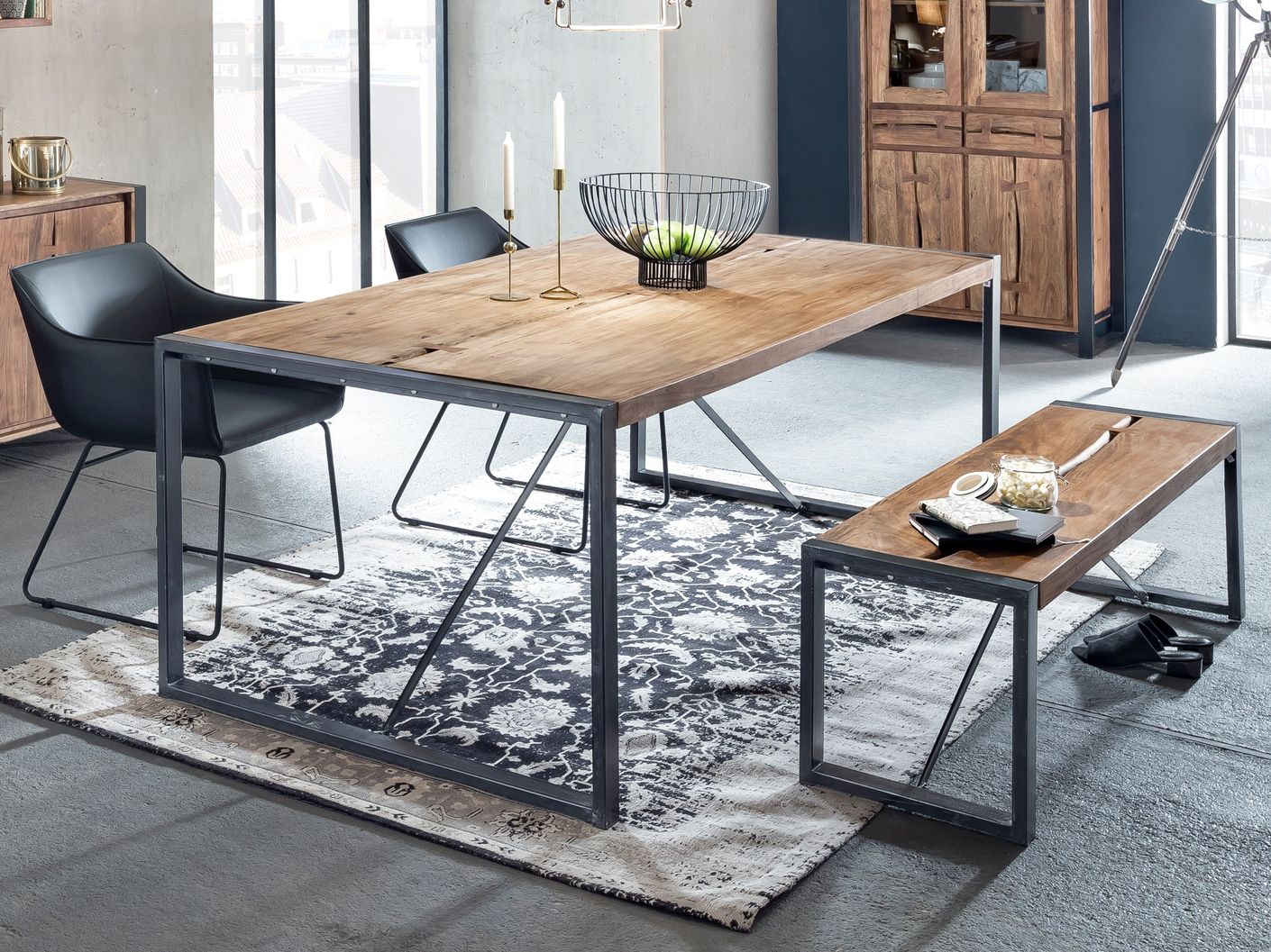 NATURAL EDGE Tisch 160x90 cm Natur Und Schwarz