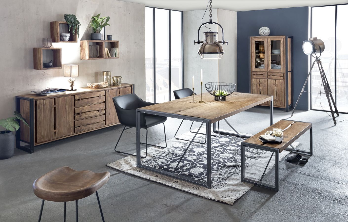 NATURAL EDGE Tisch 160x90 cm Natur Und Schwarz