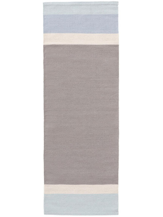 Wollteppich / Läufer New Stripes 70x200 cm Hellgrau / Minze