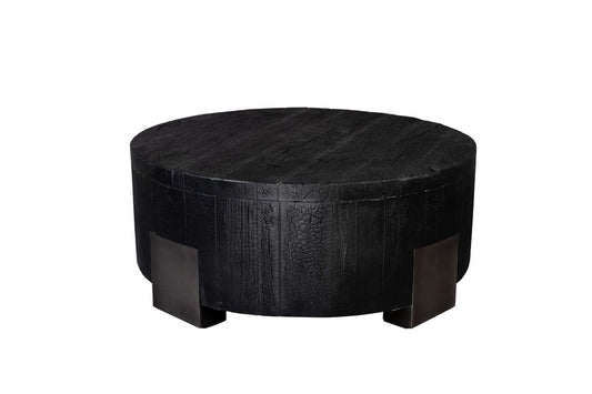 Coals Couchtisch Ø81cm Massivholz Schwarz - Voelpe