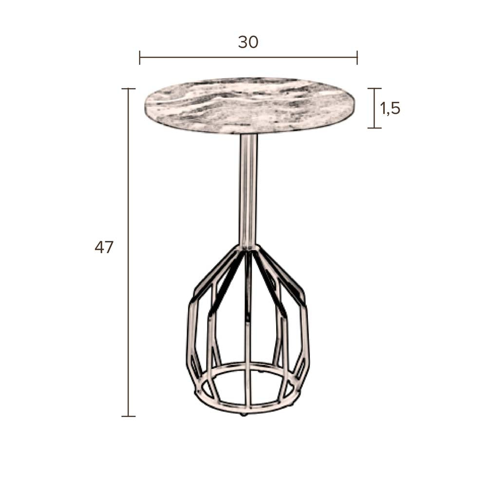 Salerno Beistelltisch Ø30cm Messing / Marmor Weiß - Voelpe