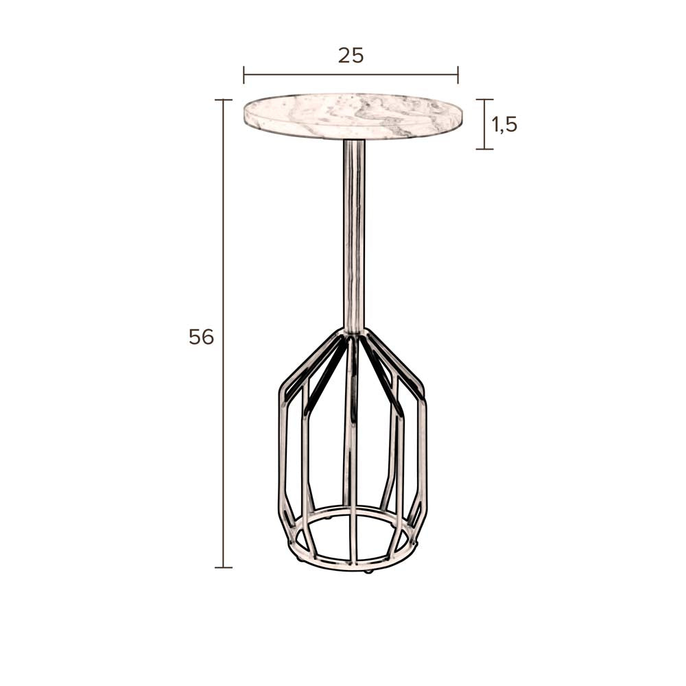 Salerno Beistelltisch Ø25cm Messing / Marmor Weiß - Voelpe