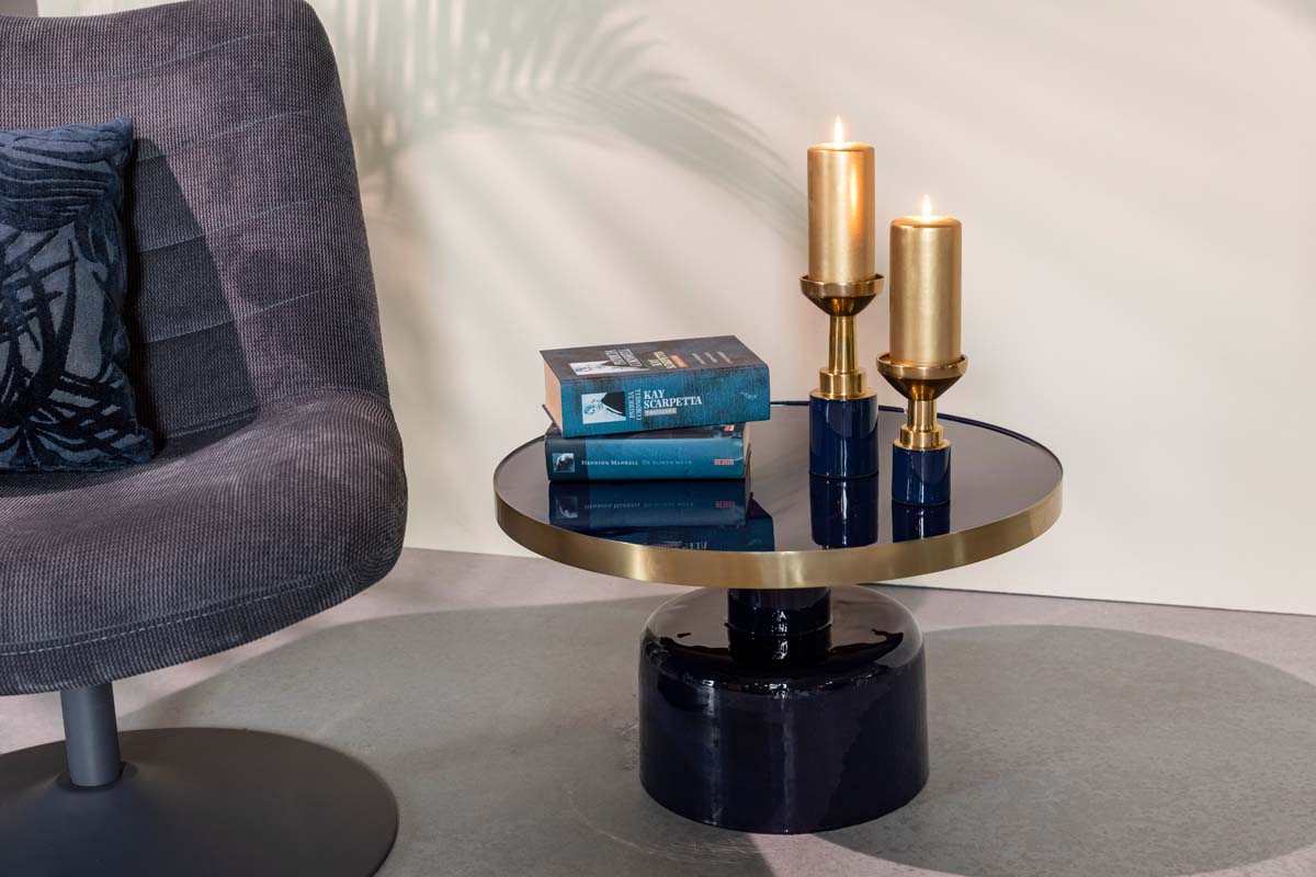 Glam Couchtisch Ø60 cm Blau