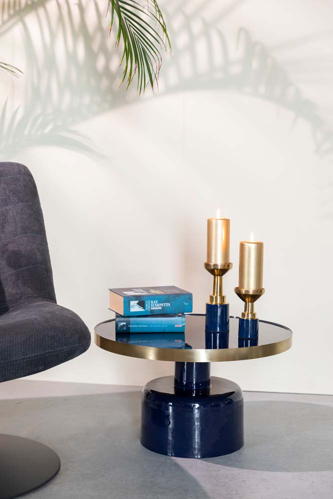 Glam Couchtisch Ø60 cm Blau