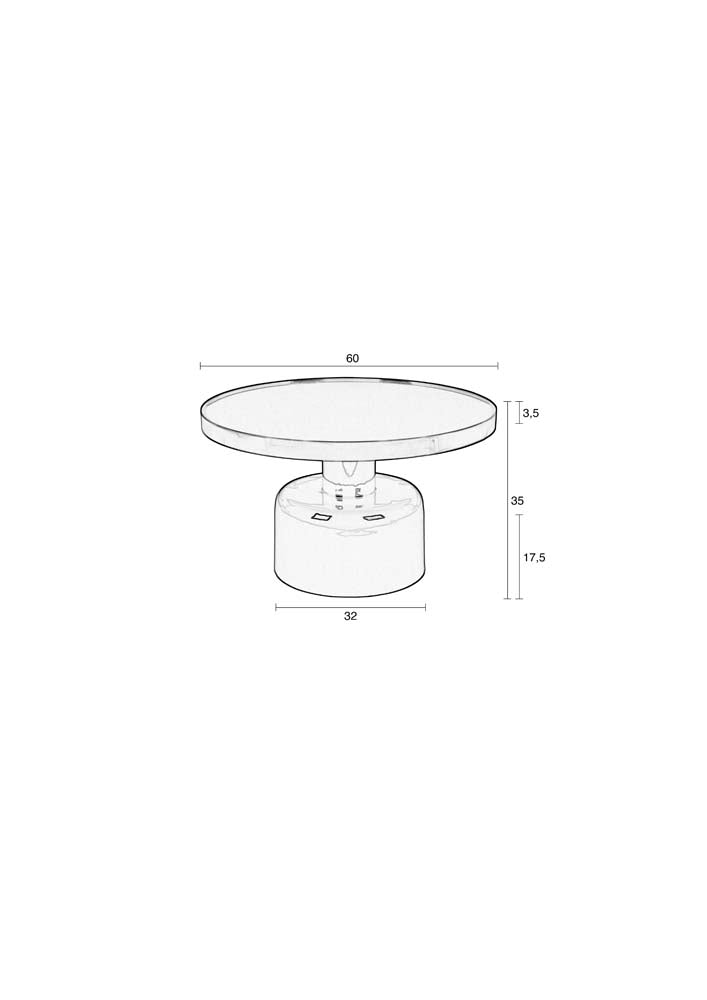 Glam Couchtisch Ø60 cm Weiß - Voelpe