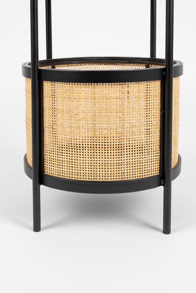 Makoto Beistelltisch Ø30cm mit Rattan Schwarz - Voelpe